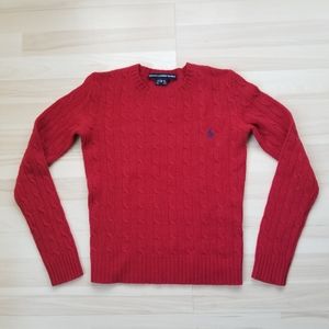 ⭐ Ralph Lauren 100% Lamb's Wool Crew Neck Cable Knit Sweater